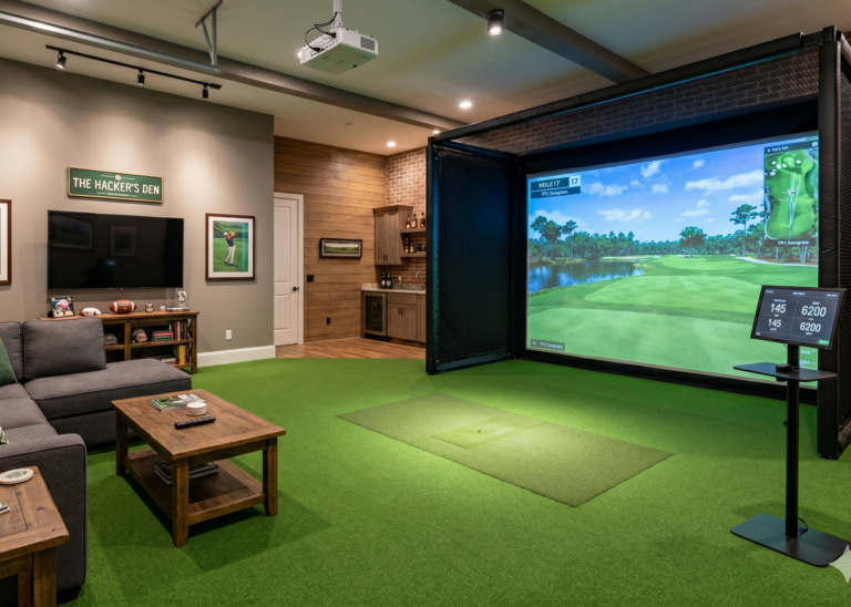 Luxury custom residential golf simulator installation