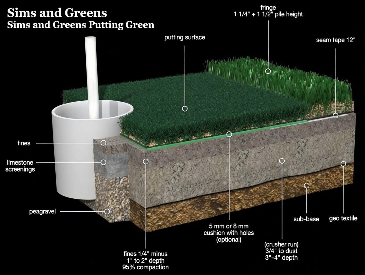 Close up of no-sand artificial turf texture