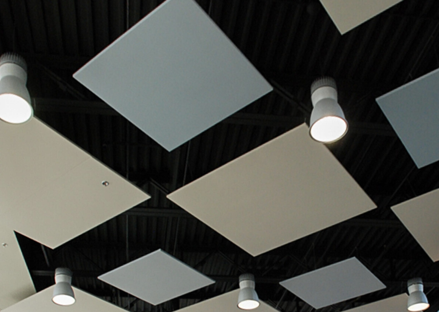 Acoustic absorption panels and clouds for home golf simulators
